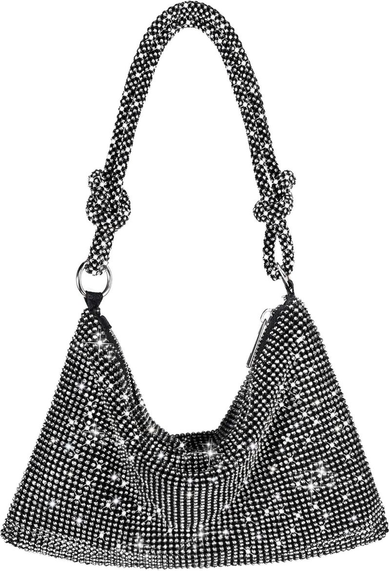 NEWROGENG Rhinestone Purse Sparkly Evening bag Silver Clutch Purses for Women Evening, Cross Body Handbags for Party Prom Club Wedding - Image 1